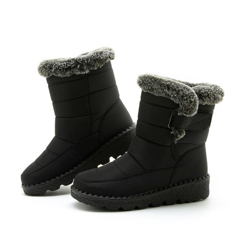 Foreign trade fur collar imitation rabbit hair tall tube warm women's snow boots Velcro waterproof women's boots casual women's shoes