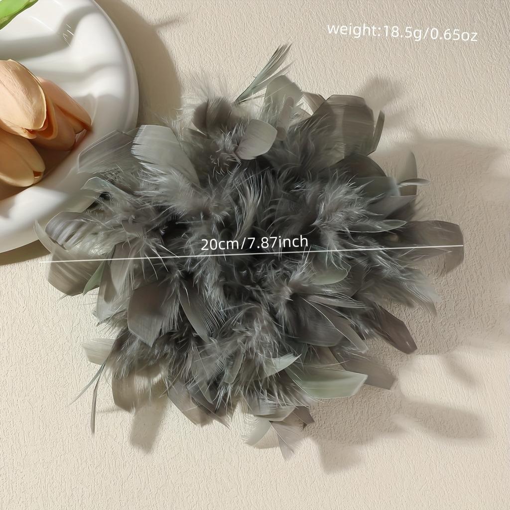 1pc OOQ French Vintage Feather Flower Brooch - Elegant Burgundy Floral Pin, Women's Party Wedding Everyday Jewelry Gift for Valentine's Day, Christmas