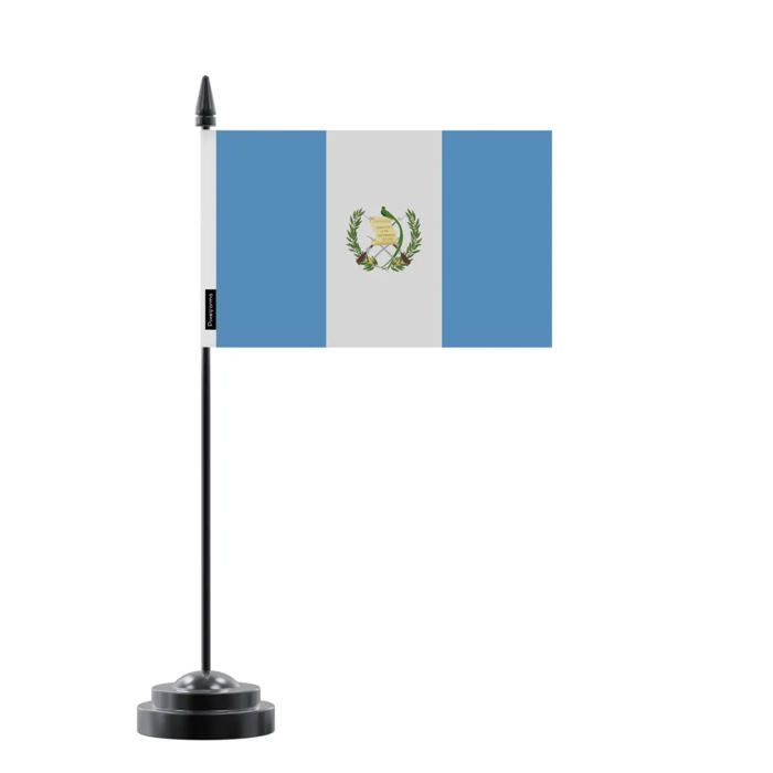 Drapeau de Table - Guatemala - 14 x 21 cm - Polüester - Mat en Plastique - Impression Recto/Verso