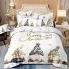 3Pcs Merry Christmas Gnome Theme Duvet Cover Set Fashionable 3D Digital Print With Pillowcases 1 * Comforter + 2 * Shams