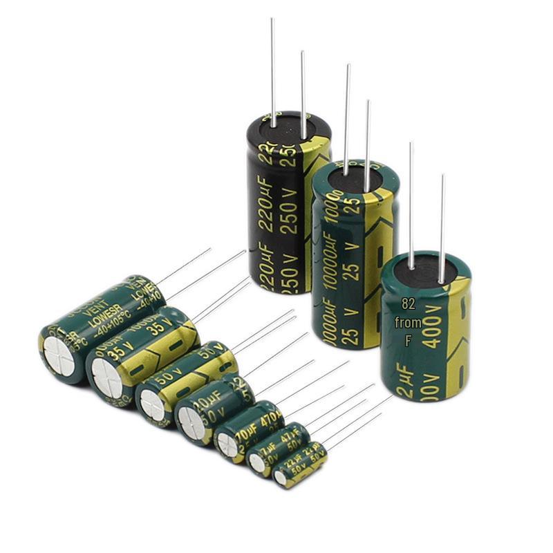 Hochfrequenz-Aluminium-Elektrolytkondensator mit Durchgangsbohrung, 10V-100V, 10uF-2200uF