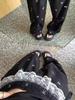 Women's Summer 2026 Sweet & Spicy Lace Trim Bow Knot Wide-Leg Pants with Elastic Waist