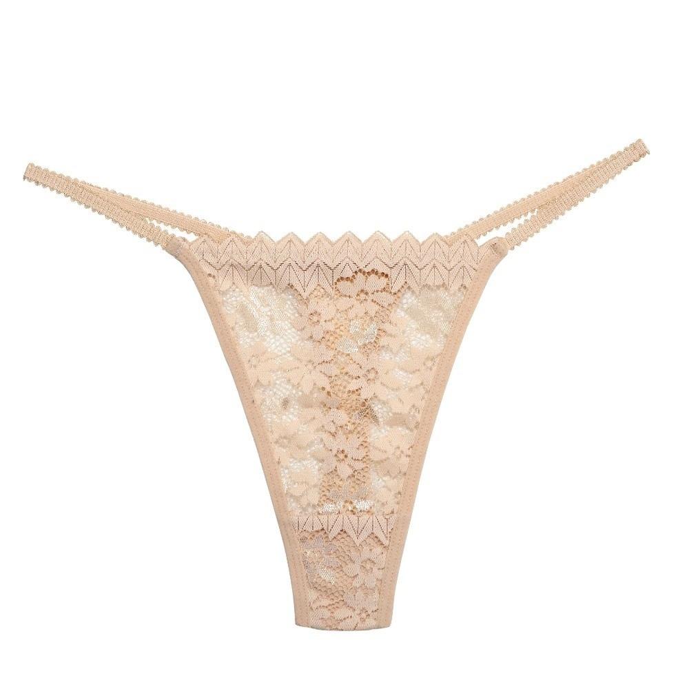 Low Waist Lace Flower Briefs Mesh T-Back Panties Comfortable Lace Thong Women  Daily Wear
