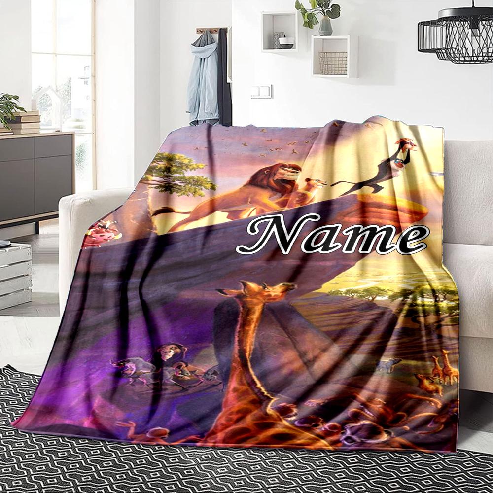 Custom Name Lion Adventure Party Blanket For Couch Bed Plush Cozy Fuzzy Blanket Super Soft Warm Blankets For Fall And Winter 0916267