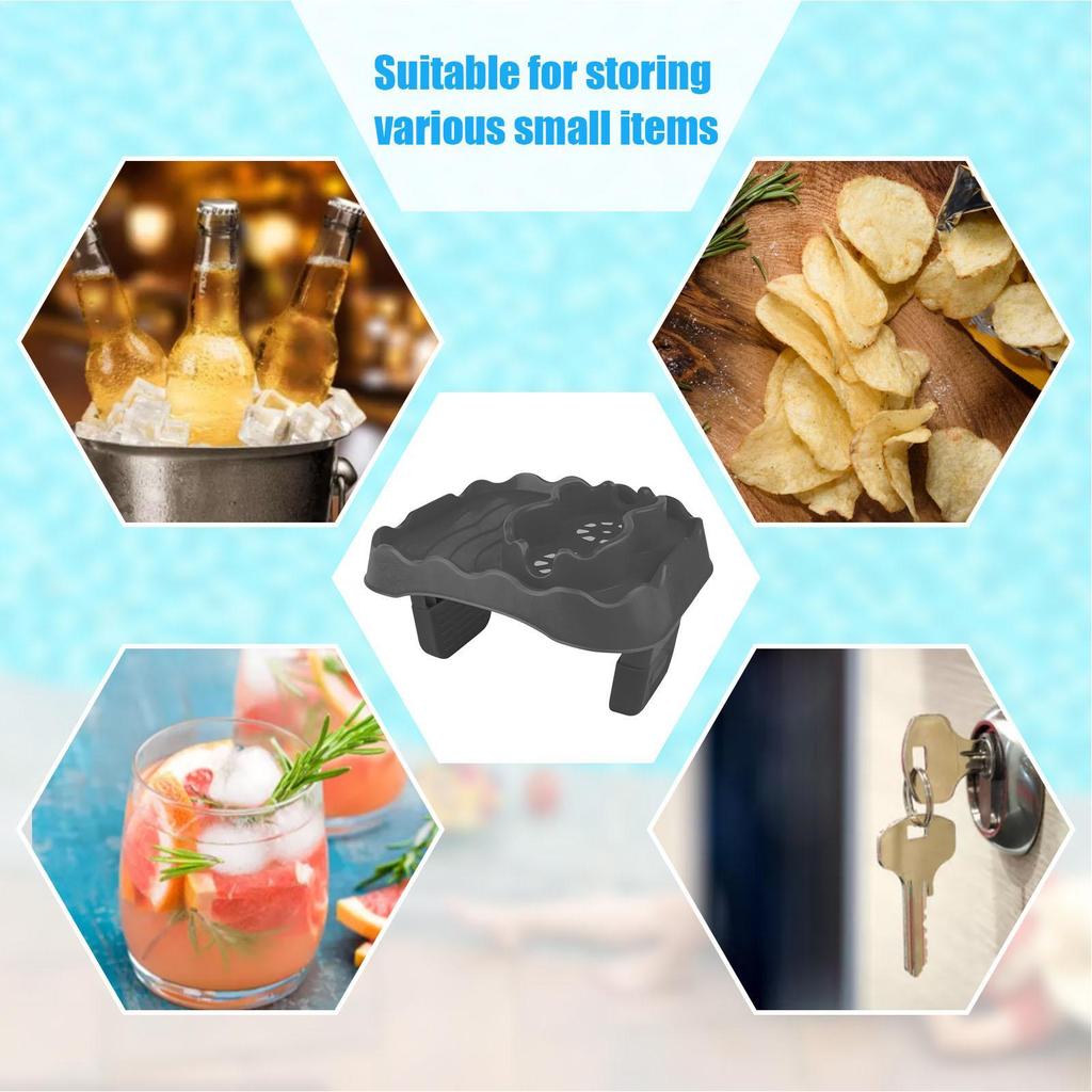 Clip-on Pool Cup Holder Phone Holder Pool Beverage Drink Tray  for Most Inflatable Swimming Pools, Spa Bathtub Accessories
