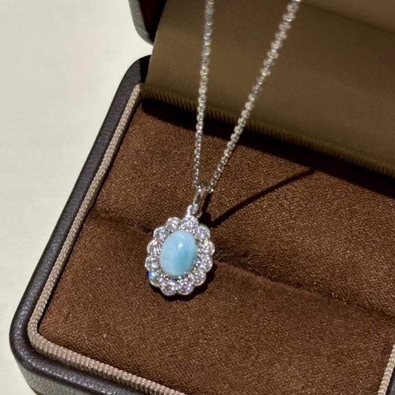 Romantische blaue Taube 925 Silber & Ovaler Seeablagerungsjaspis Dreiteiliges Set