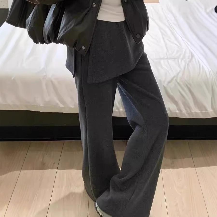 

Женские серые брюки клеш с высокой талией и клапаном на ягодицах - Длина до пола, стройнящие, повседневные спортивные штаны из двух частей для лета L Premium серый