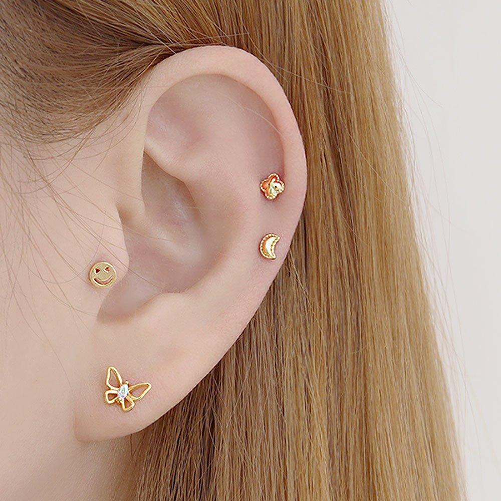 (1+1) Fashion Moonlight Piercing One Side 1+1