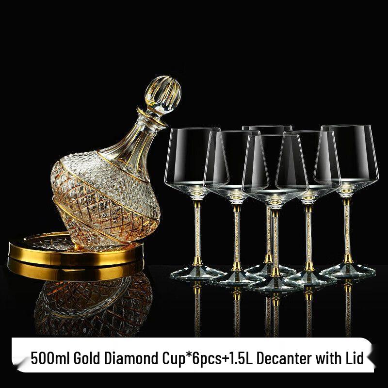 Gold-Rimmed Crystal Wine Glass & Decanter Set Standard