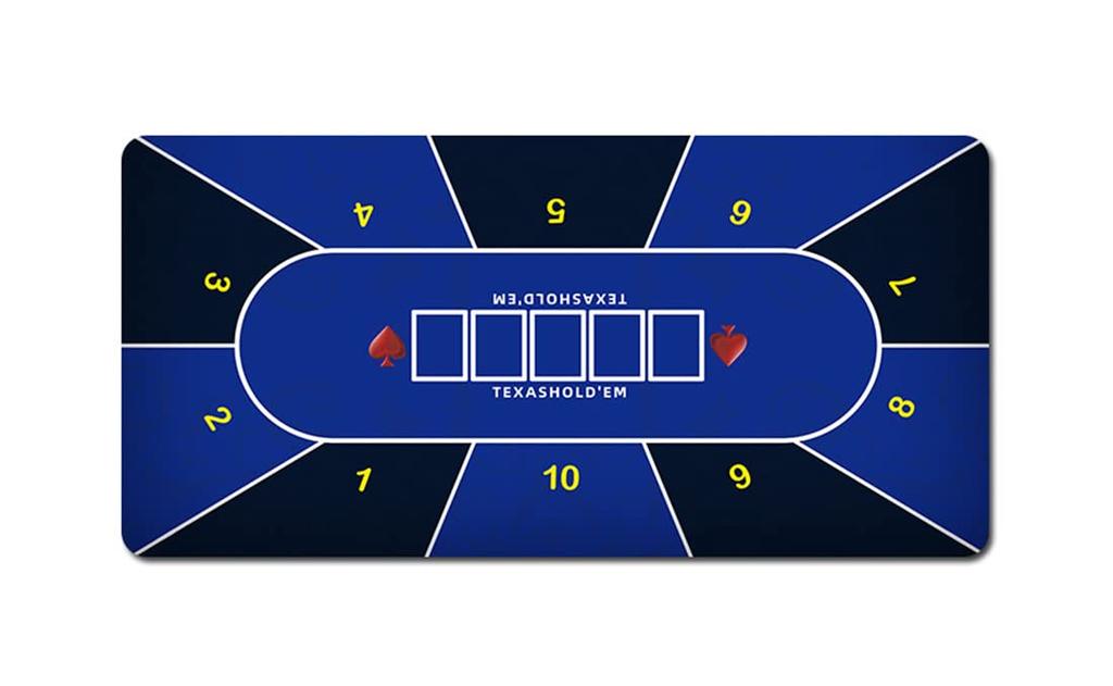 Poker Mat Texas Digital Print Rubber Mat 120x60cm +Lsm Hold'em (Blue)