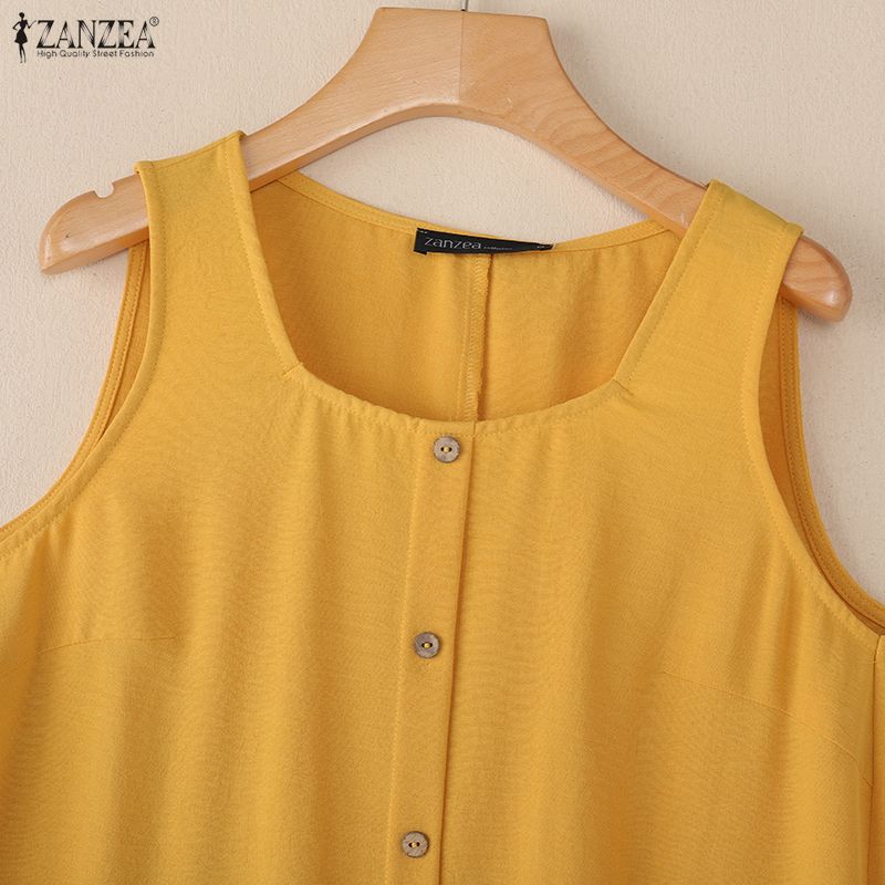 ZANZEA Dámské ležérní kulatý výstřih letní bez rukávů tílka