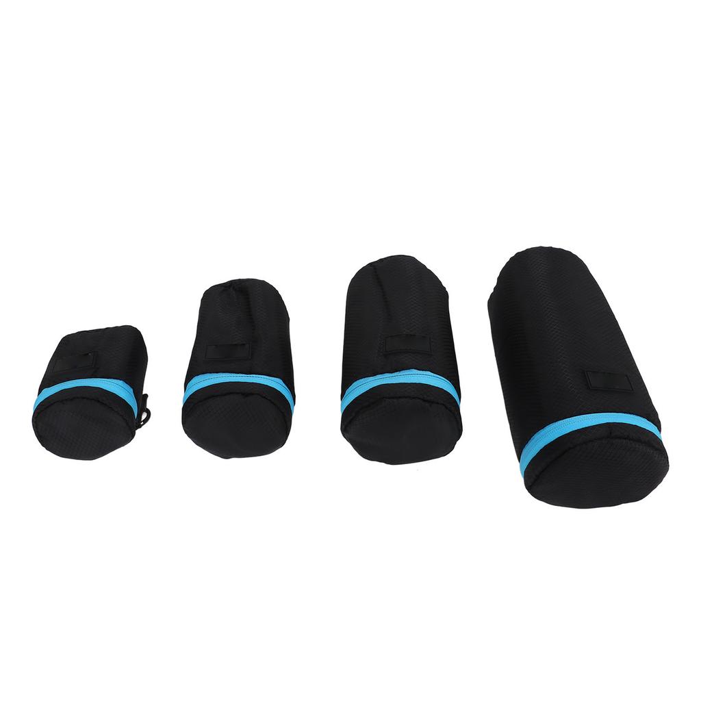 4Pcs DSLR Camera Lens Pouch Neoprene Waterproof Lens Bag Case with Zipper Metal Buckle