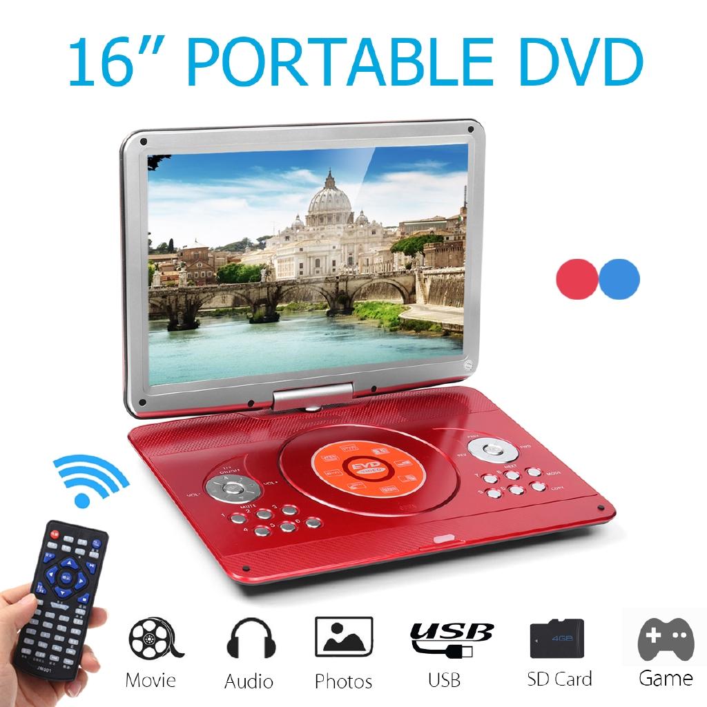 Φορητό DVD Player 14 ιντσών Περιστρεφόμενη Οθόνη Media DVD για Παιχνίδι Τηλεόραση Υποστήριξη MP3 MP4 VCD CD Player για Σπίτι και Αυτοκίνητο