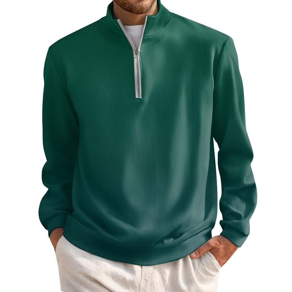Men's Short Zip Pullover Turtleneck Long Sleeve Top