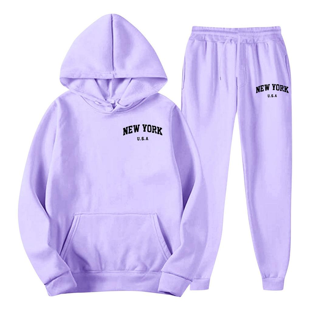 Men's Spring and Autumn Solid Color Suit Hooded Sweater Suit Trend Casual Sports Two-piece Suit