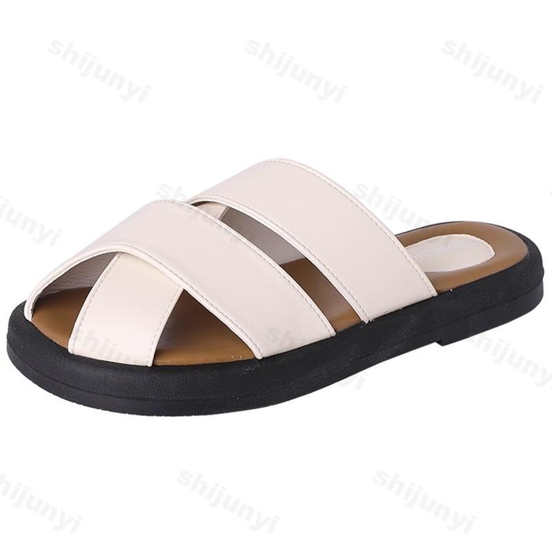 Mote Sommer Dame Halvtøfler Lukket Tå Vevd Hul Ut Mules Sko Retro Utendørs Romersk Stil Damesandaler Sandalias De Mujer