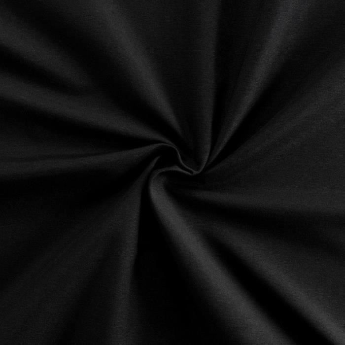 Cache sommier - DAHLICA - 140x190 cm - Noir - 4 Côtés de 30 cm - Qualité Hôtelière