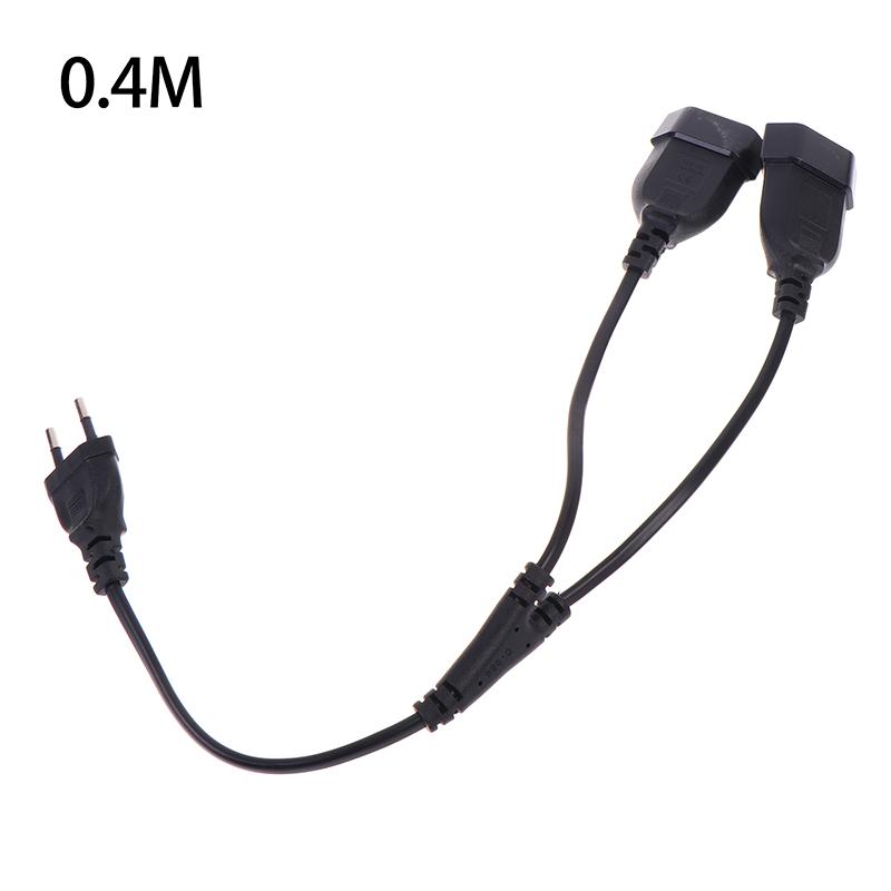 4.0Mm Cee7/16 Eu 2 Prong Male To Female Dual Output 2 Ways Outlet Extension Cord European M/F Power Splitter Cable