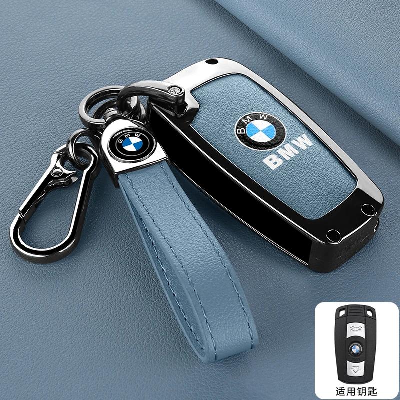 

New Genuine Leather Car Remote Key Case Fob Cover For BMW 1/3/5/7 Series X5 X6 Z4 CAS3 Systems KR55WK49127 PCF7953/ID46 Chi