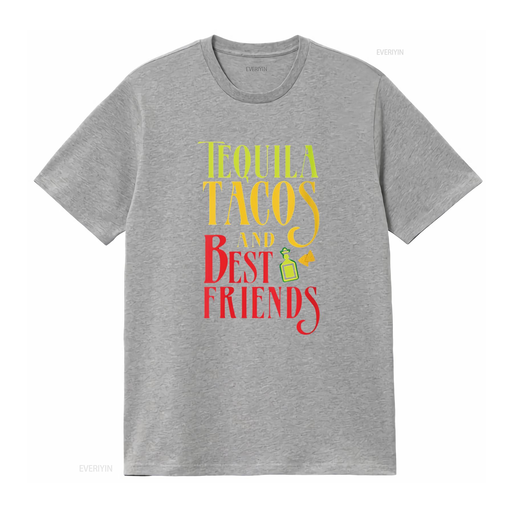 

Womens TEQUILA TACOS AND BEST FRIENDS T Shirt Taco Tuesday Round Neck Black vintage Washed Unisex Stylish designer clothes S