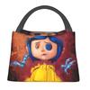 Halloween Horror Movie Coraline Thermal Insulated Lunch Bags Women Resuable Lunch Container for Outdoor Picnic Meal Food Box