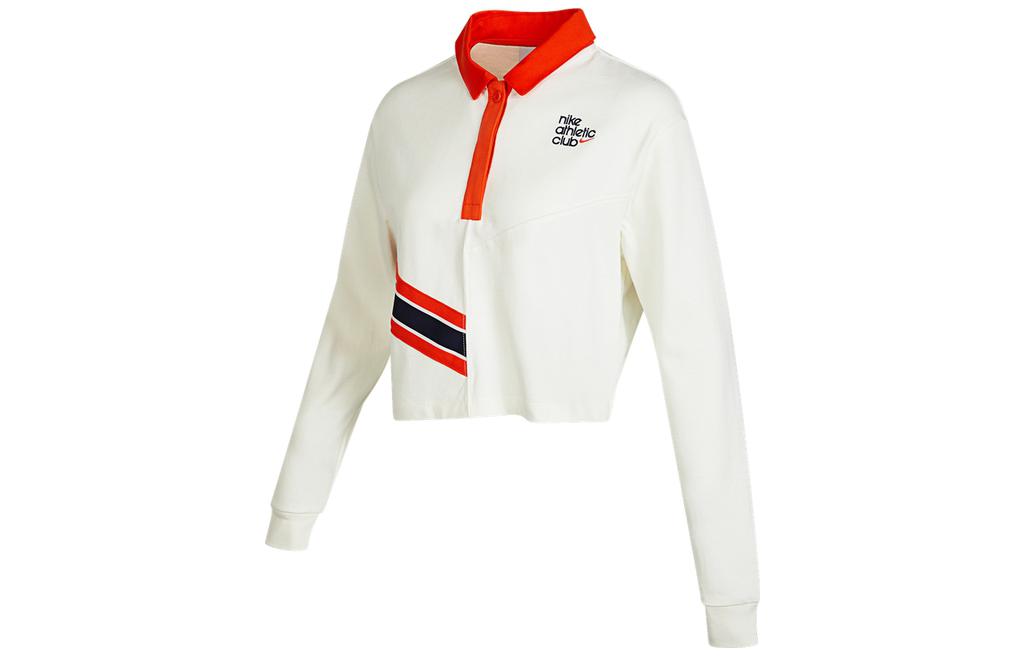 Nike T Shirts Women s White Lapel Moderate Straight Fit DQ9148-133 M
