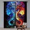 2Pcs Blue And Gold Vibrant Dragon Curtains Suitable For Living Room Dining Room Kitchen Bedroom Bathroom Study Room Office