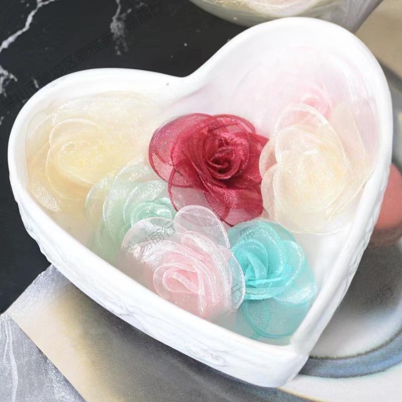 Korean Style 15-Piece Gauze Snow Fabric Flowers for DIY Clothing, Hair Clips, Jewelry Accessories