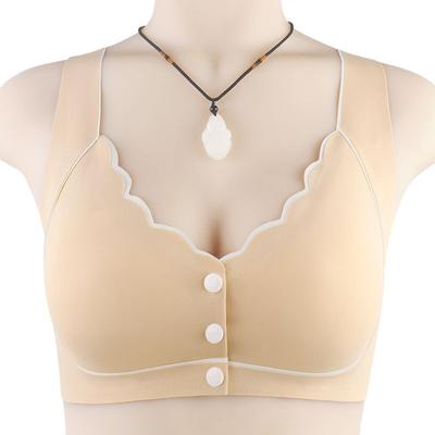 Intimo senza cuciture con fibbia frontale per donna, stile gilet inferiore rinforzato senza anello in acciaio, reggiseno di grandi dimensioni per persone di mezza età e anziani