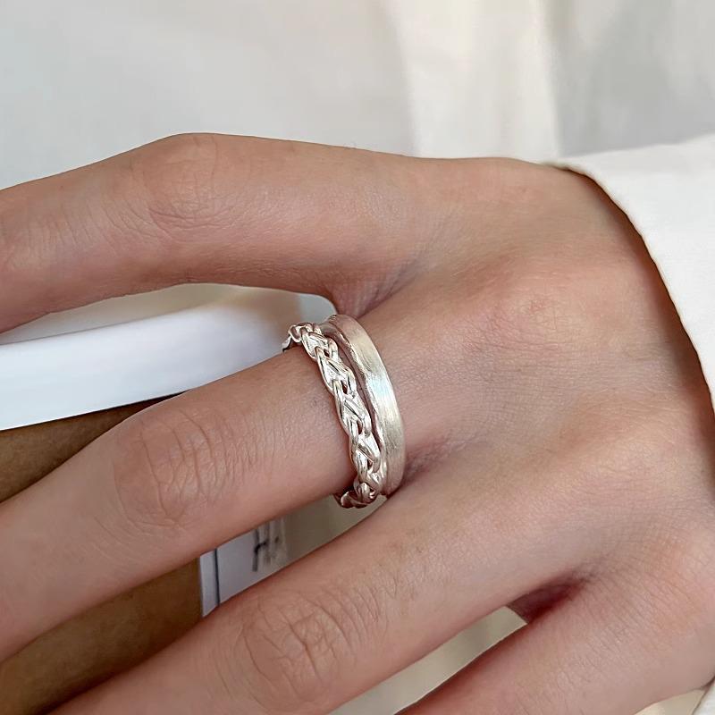 S925 Sterling Silver Korean Style Adjustable Open Ring for Women - Niche Light Luxury Trendy Colorfast High-End Feel