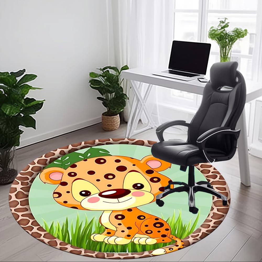 1pc CheetahChair Carpet for Office, Indoor Non-Slip Washable Polyester Fiber Carpet, Mat For Office, Machine Washable