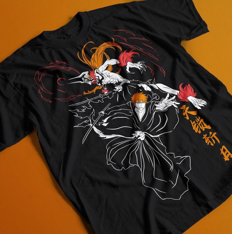 Bleach Ichigo T-Shirt Kurosaki Moon Kawai Anime Manga Black Tshirt Tee ALL SIZES