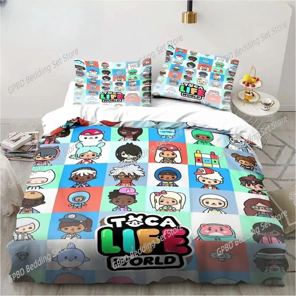 Comforter 3D Cartoon Game Toca Life World Bedding Set 3D Printed Suitable For Bedroom Kids Home Textile