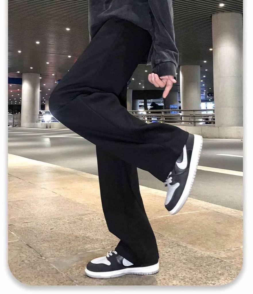 Men's Plus Size Corduroy Wide-Leg Pants, Loose Fit, Casual Streetwear for Spring & Autumn
