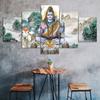 Lord Shiva Nandi Tjure Tigerhud Välsignelse 5 Delar Fem Panel Väggduk Tryck Modern Konst Affisch Bild Heminredning Gåva Till Honom Till Henne