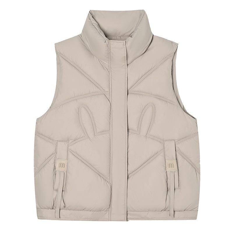Down Cotton Vest Jacket Women's Autumn and Winter New Fashion Short Outer Wear Thickened Stand-up Collar Sleeveless Cotton Vest