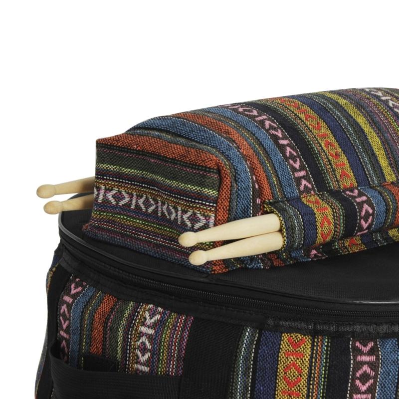 Ethnic Style Snare Drum Bag with Outside Pockets Portable Drum Case Storage Pouch Oxford Cloth Drum Backpack Durable