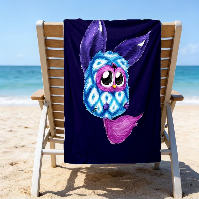 Colorful Furby In Bubbles Microfiber Beach Towel, Lightweight And Quick-Dry, for Summer Travel, Beach Essential, Swimming Pool Outdoor