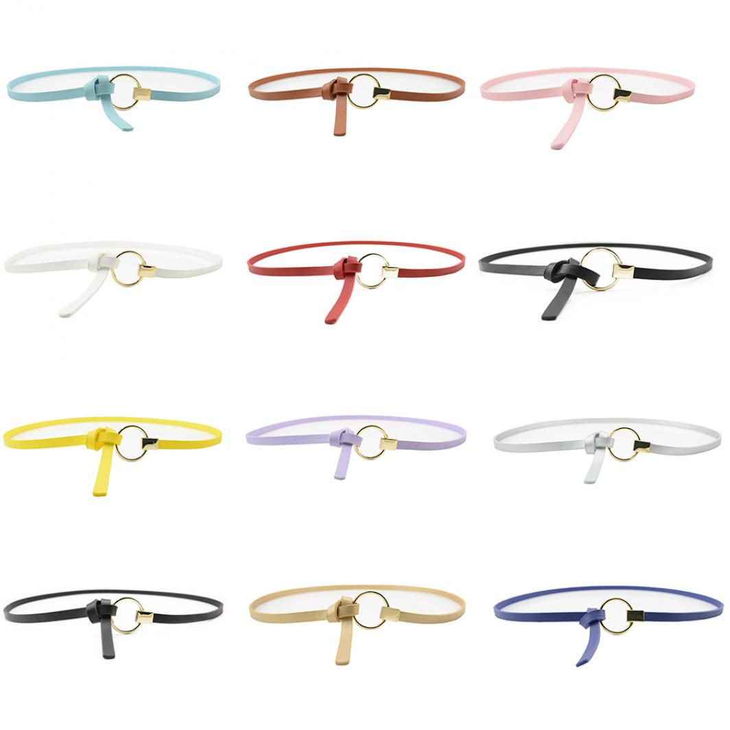 

Дамы Металл Круглое Кольцо Тонкий пояс Пояс Мода Аксессуар чёрный