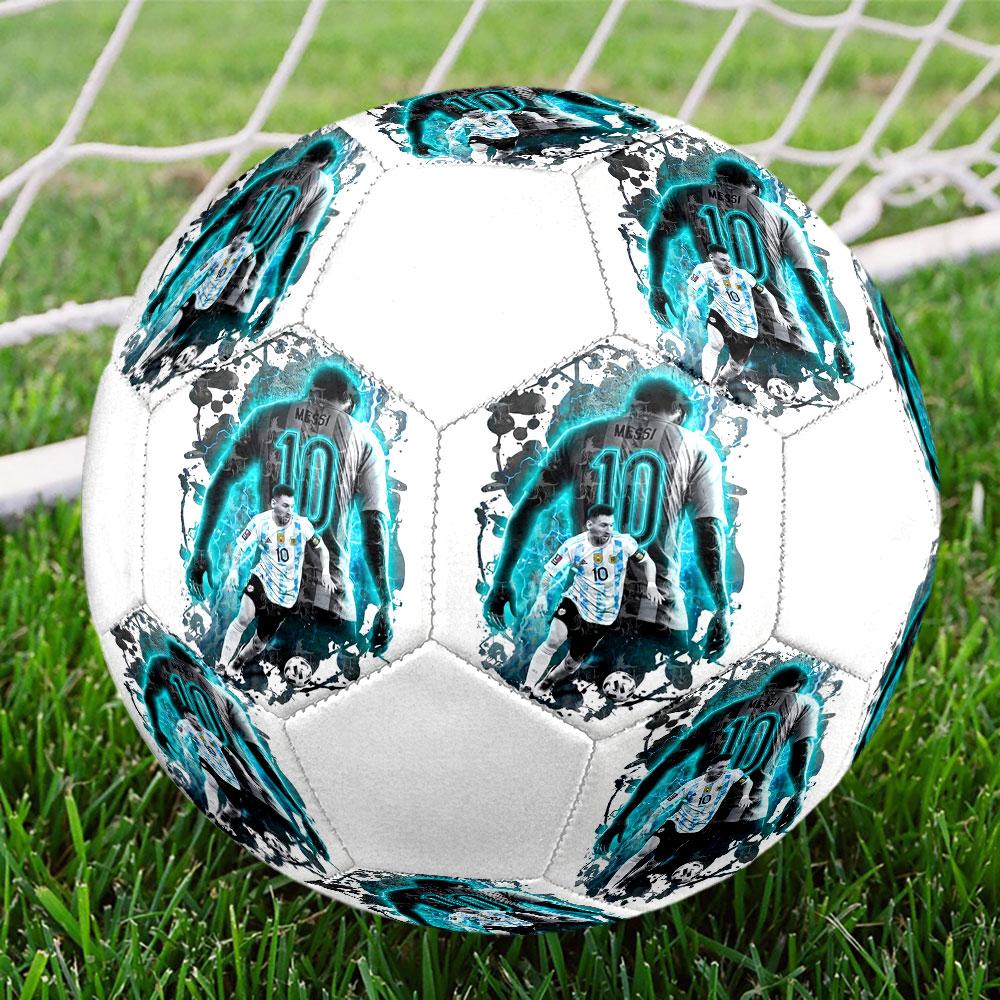 Lionel Messi Fußball Größe 5, Maschinengenähtes PVC, Langlebig & Hoher Rückprall, Für Alle Altersgruppen, Fanartikel, für Spiele & den Außenbereich.