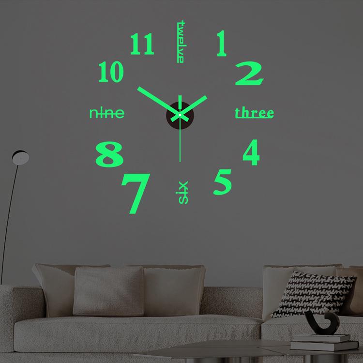 Creative Night Glow Acrylic Wall Sticker Clock for Living Room