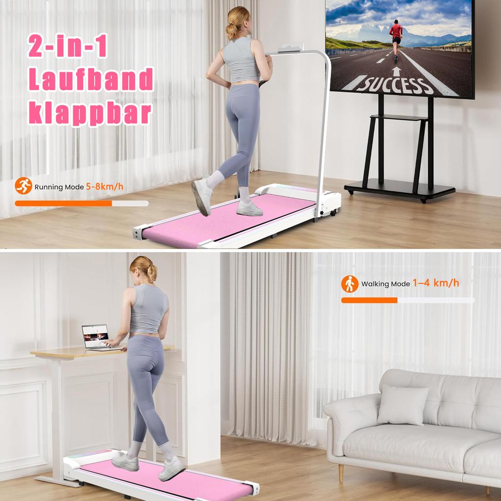 Tapis Roulant Pieghevole per Casa e Ufficio - Walking Pad Tappetino Tapis Roulant da Scrivania, Motore da 2,5 HP Mini Tapis Roulant fino a 8 km/h