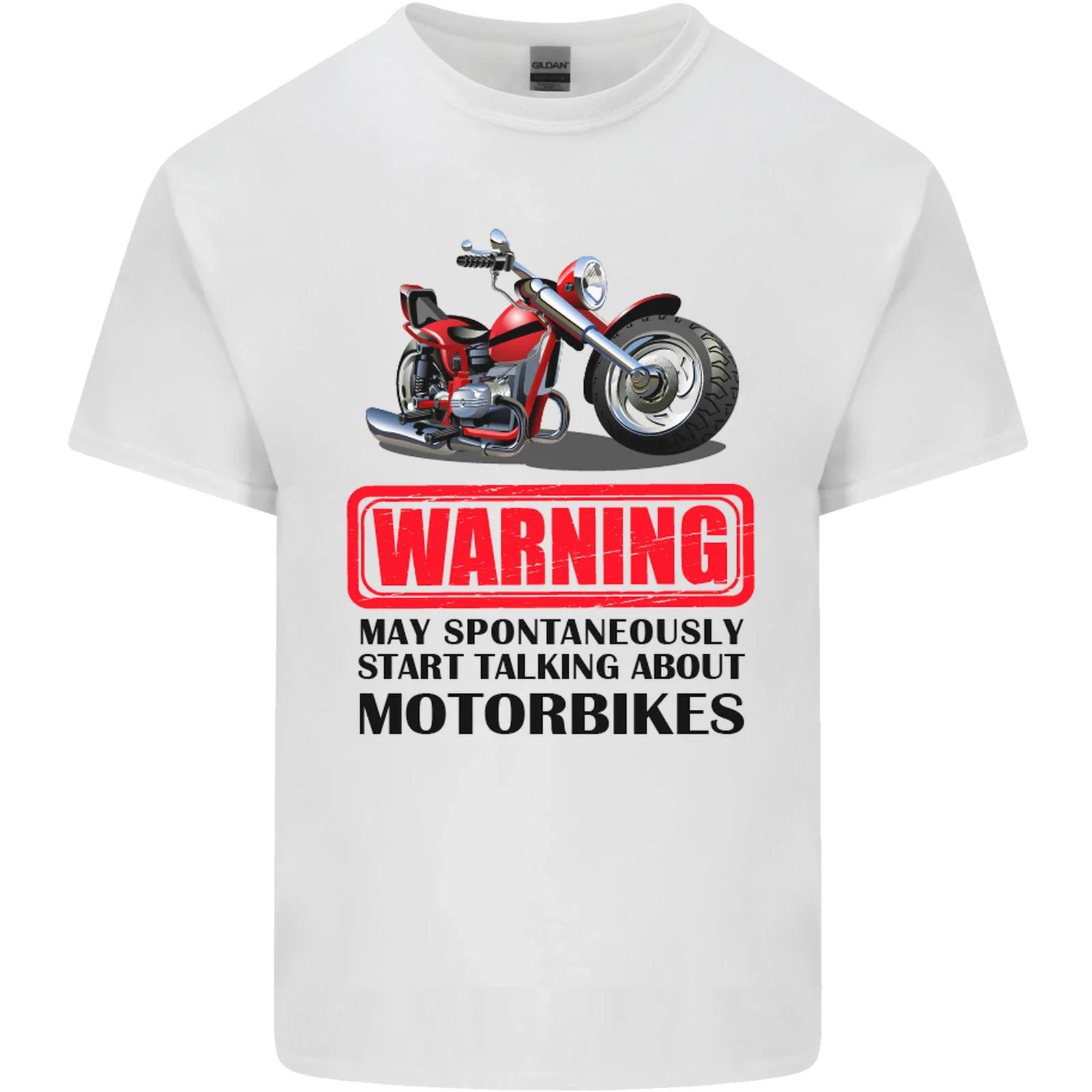 Warning May Spontaneously Talking About Motorbikes Kids T-Shirt Childrens 3XL