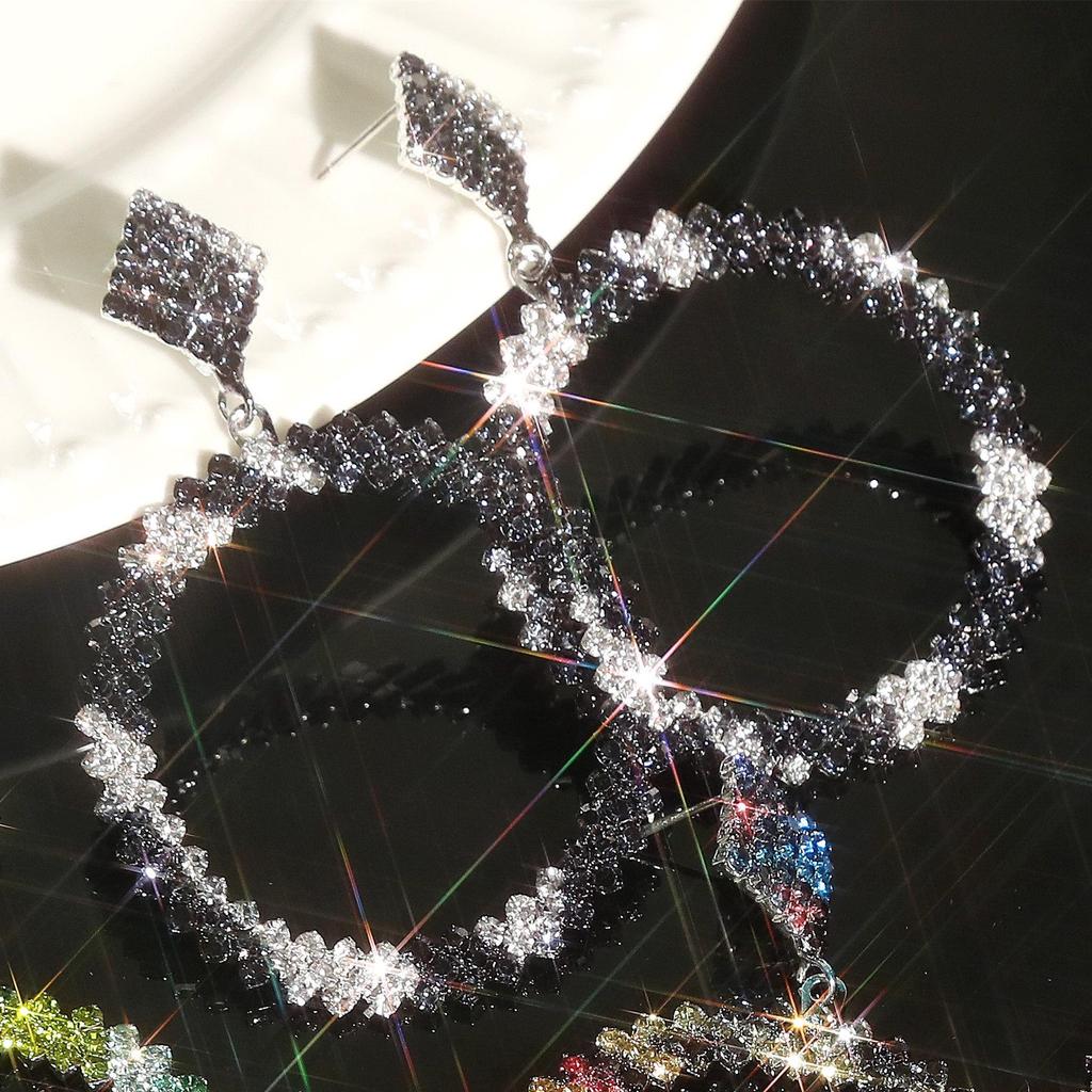 Rhinestone and Diamond Star Oversized Hoop Earrings for Women