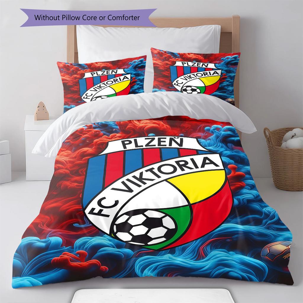 FC Viktoria Plzeň Pattern Bedding Quilt Set Quilt Cover Pillowcase Home Decoration Birthday Gift (1 * Duvet Cover + 2 * Pillowcase, Without Core)