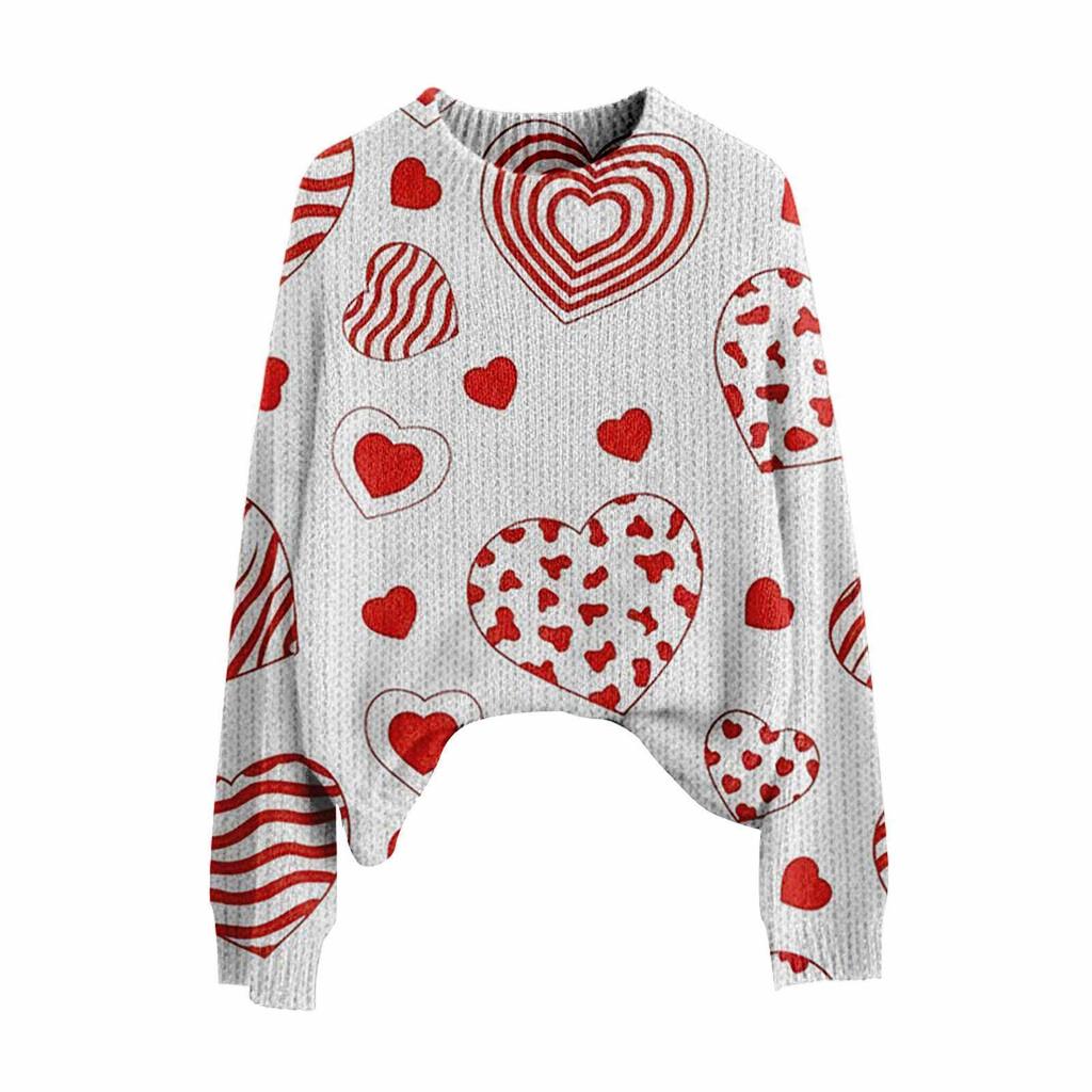 Valentine's Day Heart Long Sleeve Pullover Sweater - European & American Autumn/Winter 2026 Collection
