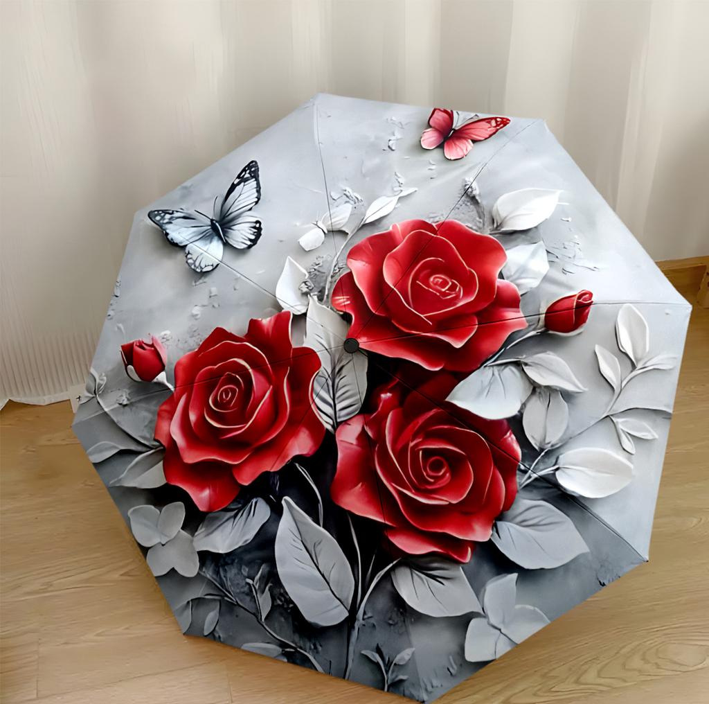 Floral Watercolor Dream Automatic Umbrella Sturdy 8-Rib Shaft Foldable Design All-Season Travel Fashionable Perfect Birthday Christmas Gift Idea