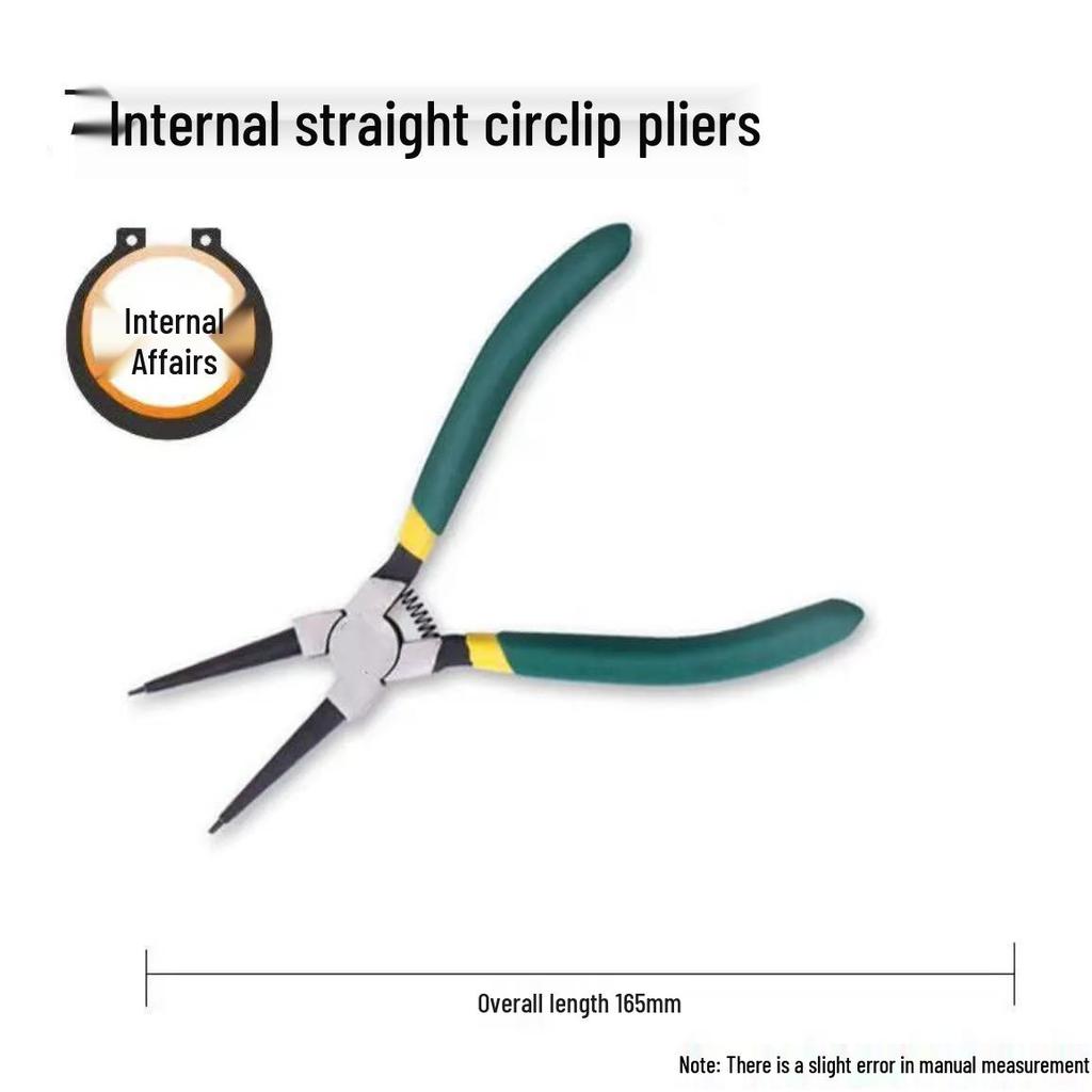 Dual-use Electrical Circlip Pliers Set: Inner and Outer, Multi-functional Retaining Ring, Pointed Tip, Outer Bend Pliers.