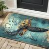 Vintage Turtle MapRug forNauticalThemed RoomsStylish Ocean Life Decor with Compass Detail Anti slip carpet can be machine washed