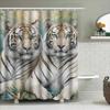 Whitened Tiger Printed Shower Curtain Waterproof Bathroom Decor Fabric Shower Curtains Set For Home Decoration